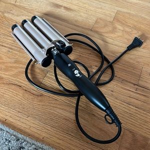 3 Barrel Curling Iron Wand-1 Inch Ceramic Tourmaline Triple Barrels.